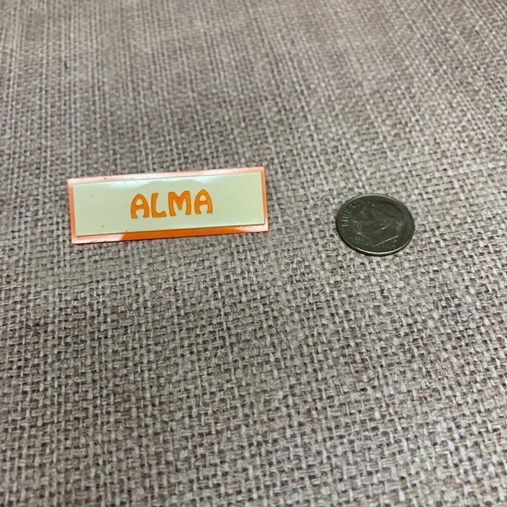 VTG Alma Name Plate Diner Orange Ivory Waitress